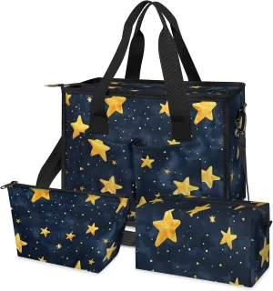 Tote Satchel Bag Set 3PCS for Women,Travel Shoulder Bag Handbag and Wallet Daily Use06