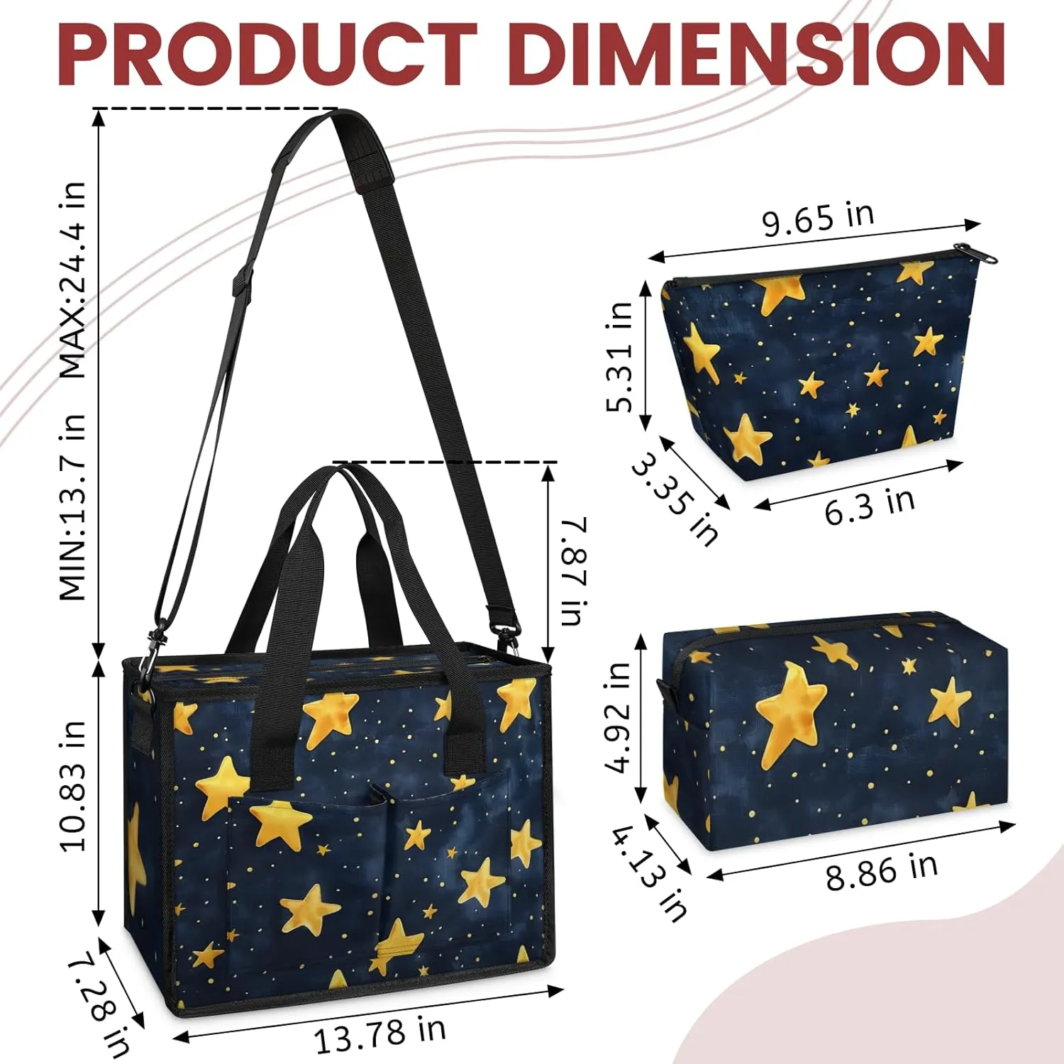 Tote Satchel Bag Set 3PCS for Women,Travel Shoulder Bag Handbag and Wallet Daily Use06