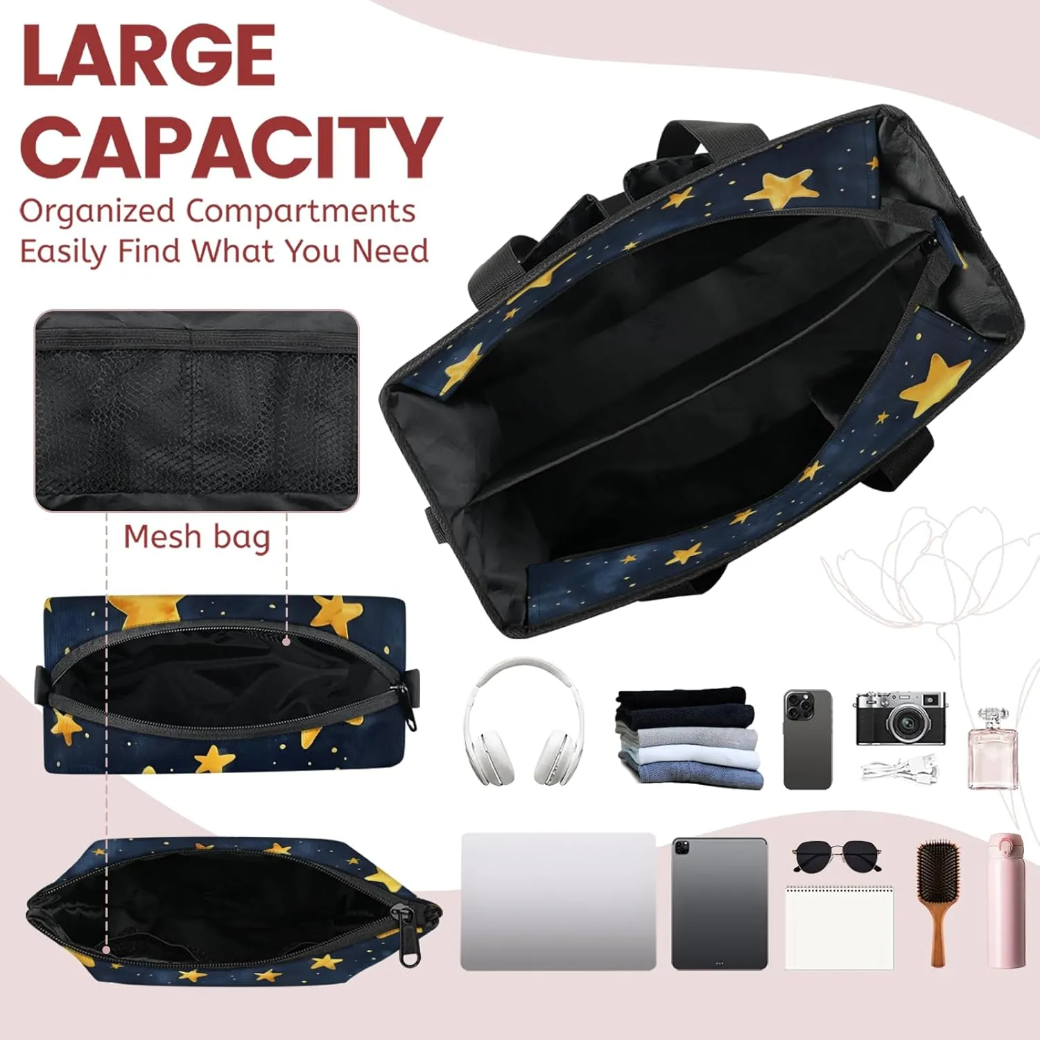 Tote Satchel Bag Set 3PCS for Women,Travel Shoulder Bag Handbag and Wallet Daily Use06
