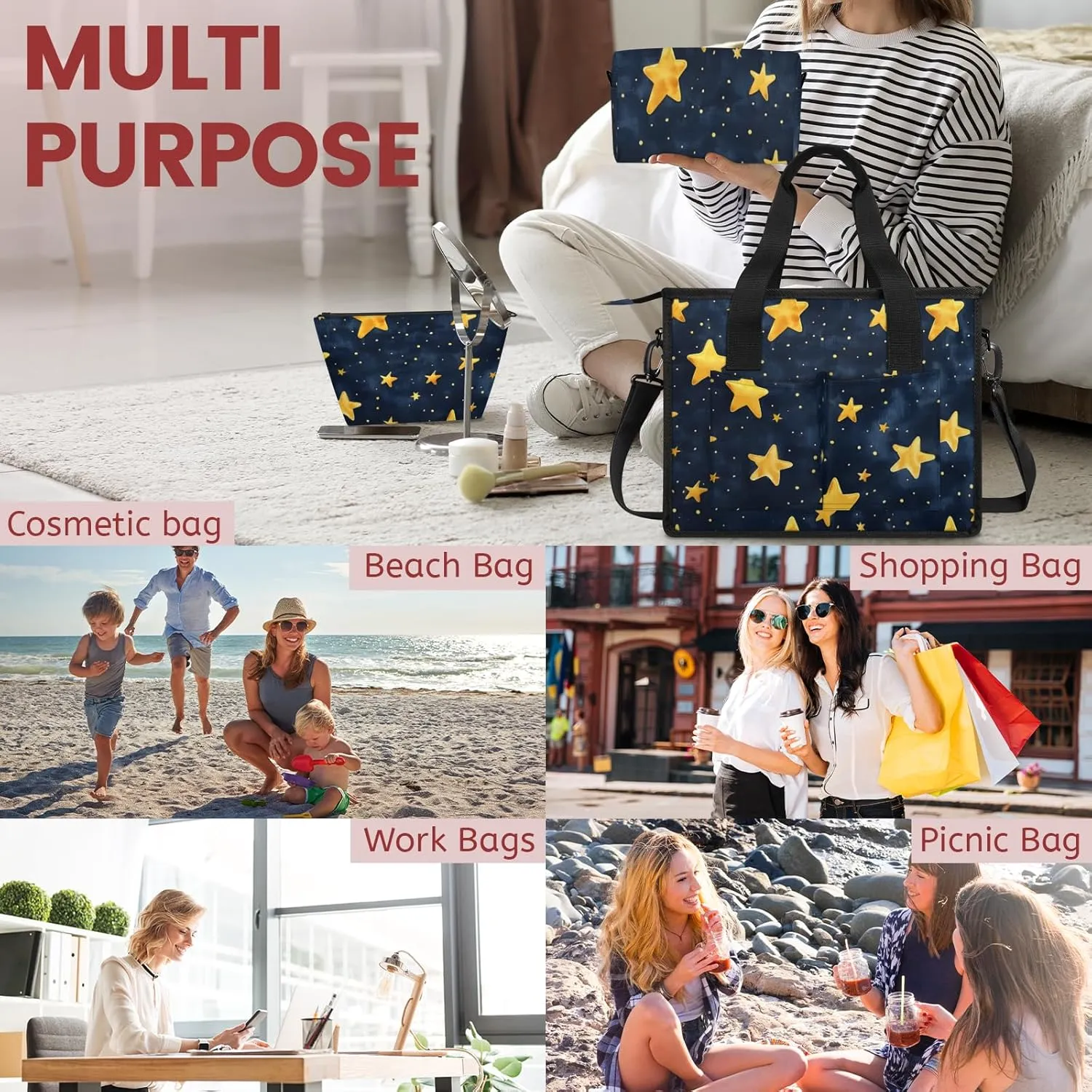 Tote Satchel Bag Set 3PCS for Women,Travel Shoulder Bag Handbag and Wallet Daily Use06