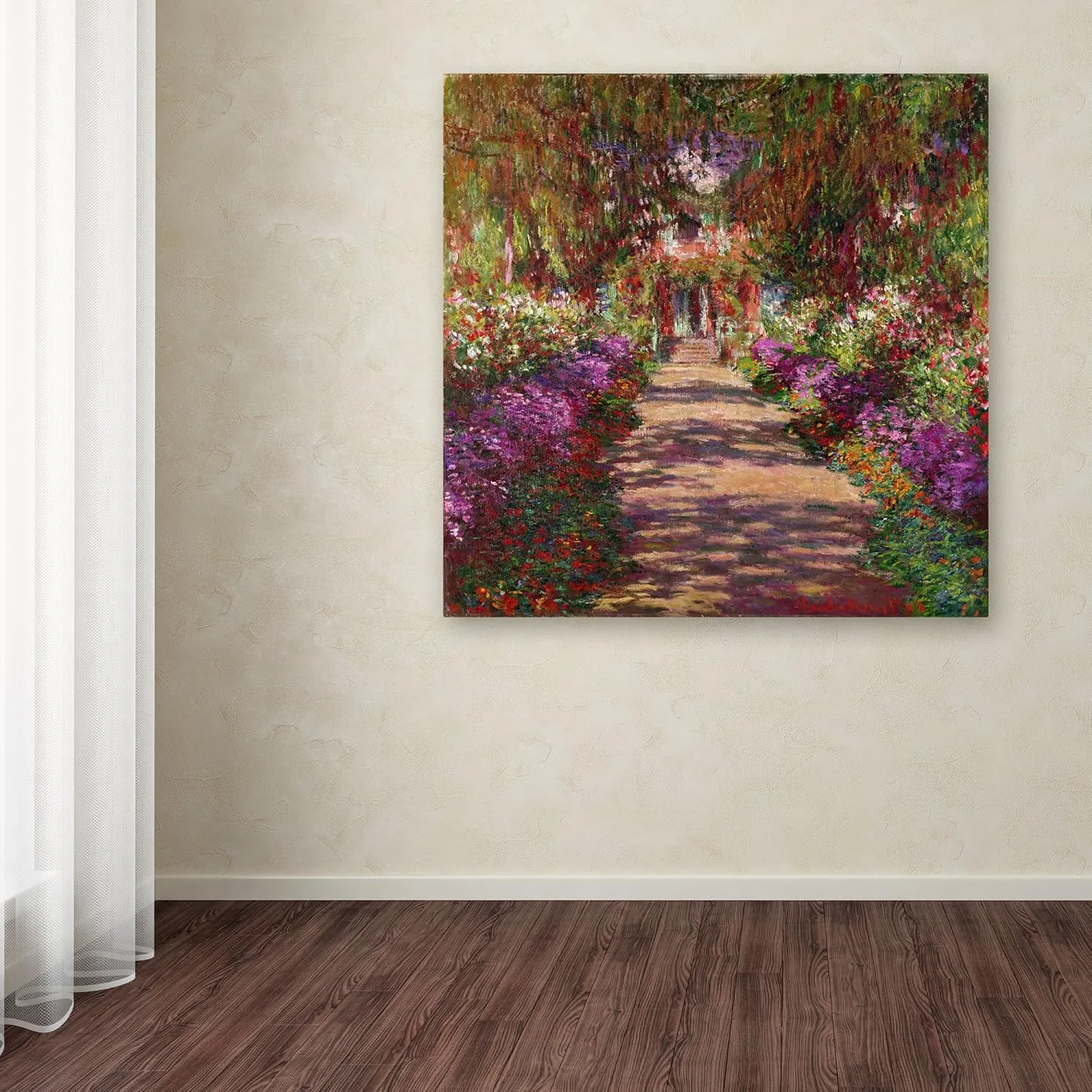 Trademark Fine Art ' A Pathway in Monets Garden ' Stretched Canvas by Claude Monet 14x14