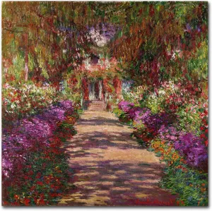 Trademark Fine Art ' A Pathway in Monets Garden ' Stretched Canvas by Claude Monet 14x14