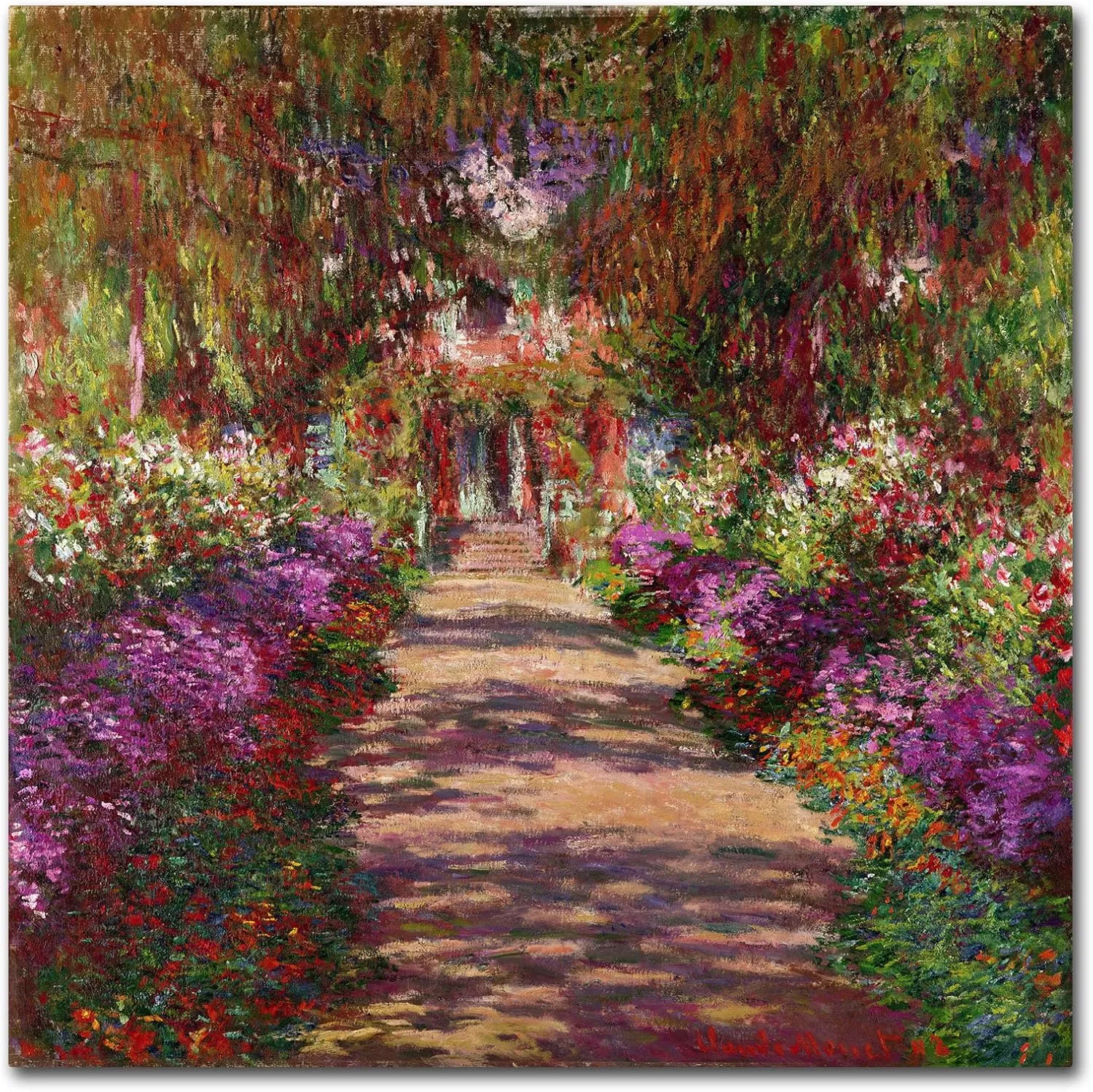 Trademark Fine Art ' A Pathway in Monets Garden ' Stretched Canvas by Claude Monet 14x14