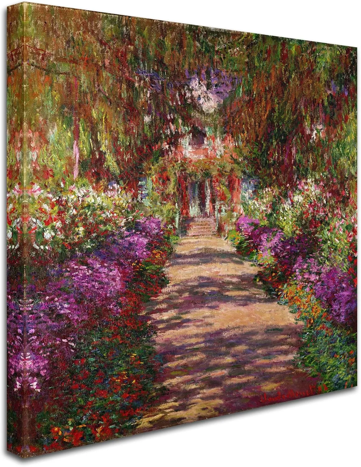 Trademark Fine Art ' A Pathway in Monets Garden ' Stretched Canvas by Claude Monet 14x14
