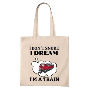 Train Conductor Dream I am A Train Tote Bag Funny Train Railroad Tote Bags Gifts for Driver Train Lover Natural White Multicolor Canvas Tote Bag