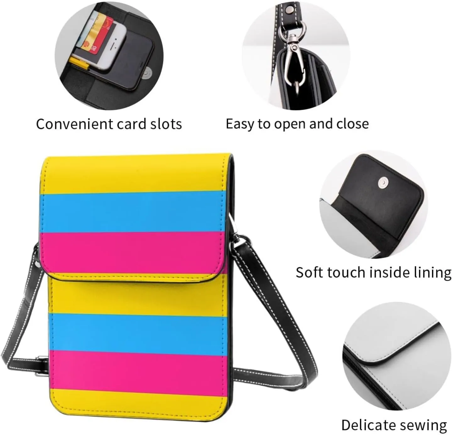 Trans Flag HE HIM Pronouns Cell Phone Purse Small Crossbody Bags For Women Men Wallet Purses With Adjustable Strap