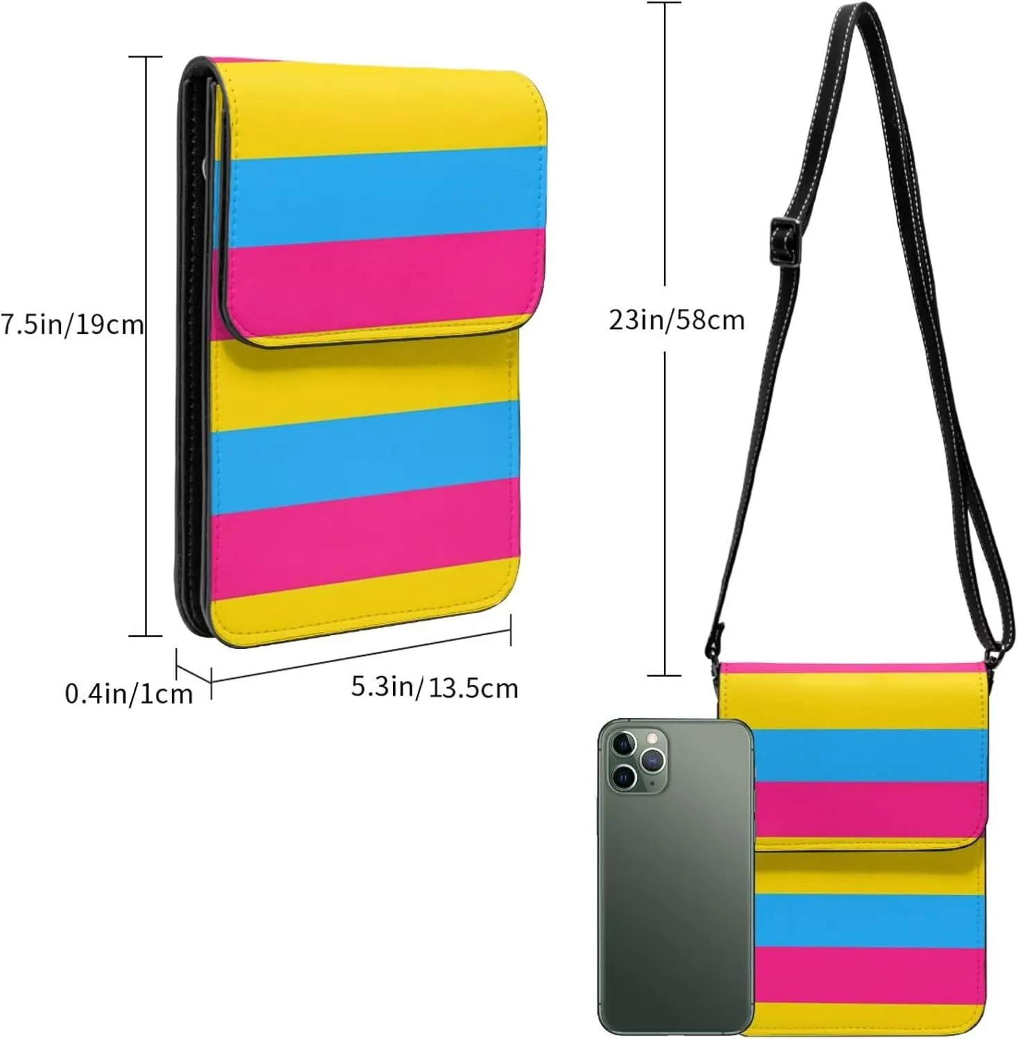 Trans Flag HE HIM Pronouns Cell Phone Purse Small Crossbody Bags For Women Men Wallet Purses With Adjustable Strap