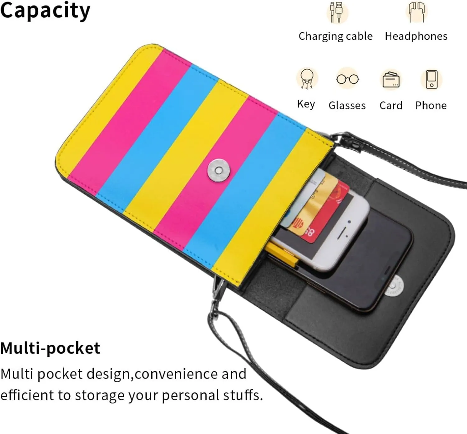 Trans Flag HE HIM Pronouns Cell Phone Purse Small Crossbody Bags For Women Men Wallet Purses With Adjustable Strap