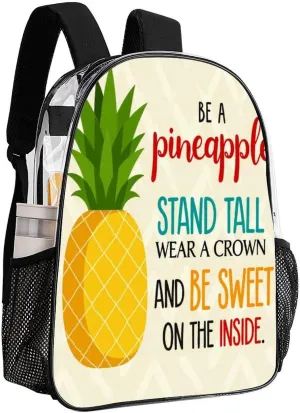Transparent Daypack for Hiking Work Running - Big Capacity Anti-Theft Multipurpose Shoulder Bag, Be A Pineapple Travel and Sport Backpack Rucksack
