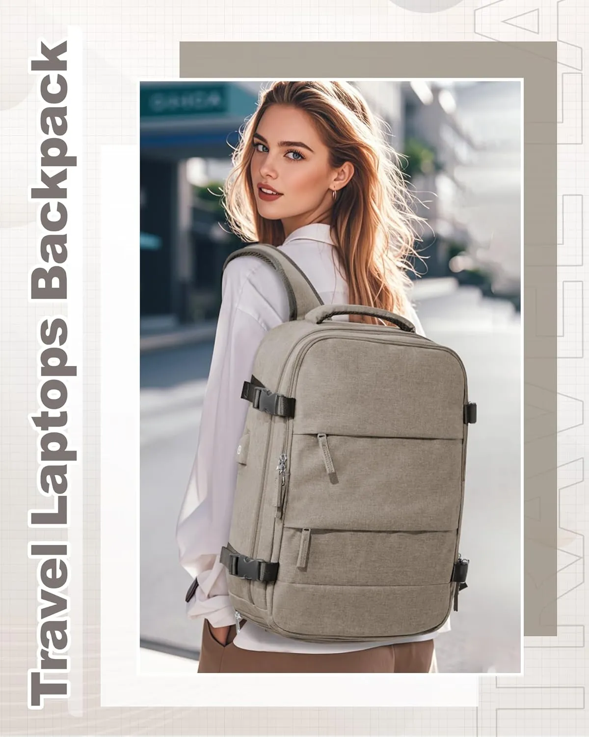 Travel Backpack for Men Women Carry on Backpack for Airplanes Personal Item Travel Bag Casual Nurse Bag Casual Bag for Weekender Business Trip Khaki