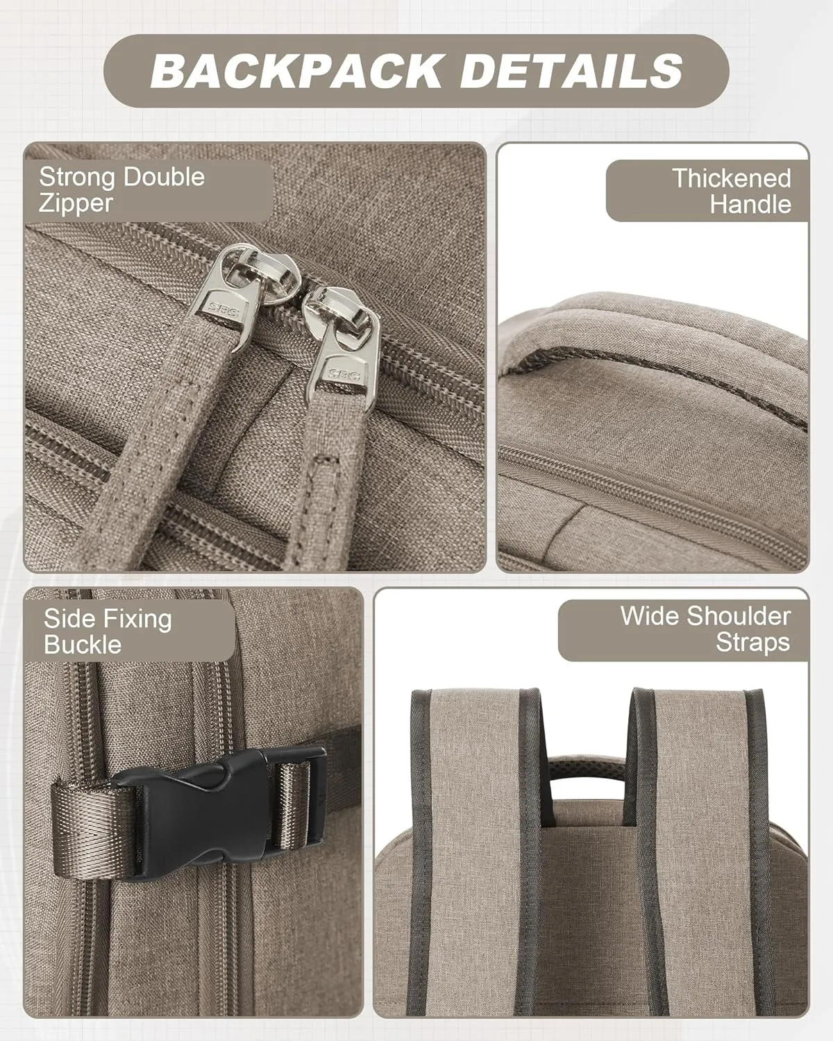 Travel Backpack for Men Women Carry on Backpack for Airplanes Personal Item Travel Bag Casual Nurse Bag Casual Bag for Weekender Business Trip Khaki