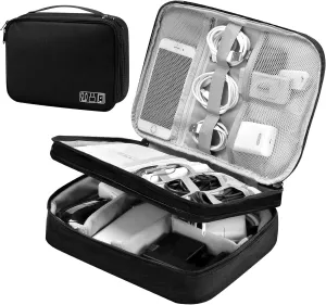Travel Cable orgnaizer Electronic Organizer Travel Universal Cable Organizer Electronics Accessories Cases for Cable, Charger, Phone, USB, SD Card (3 Layer black)