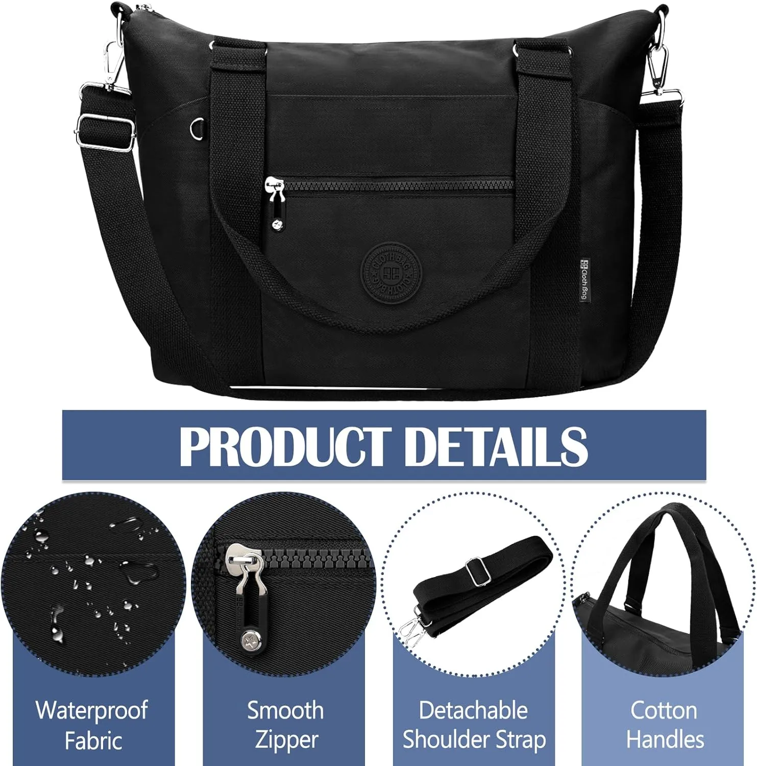 Travel Gym Duffel Bag for Women, Waterproof Nylon Weekender Overnight Bag Personal Item Carry on Bags for Airplanes Hospital Sports Fitness Dance Mommy Tote