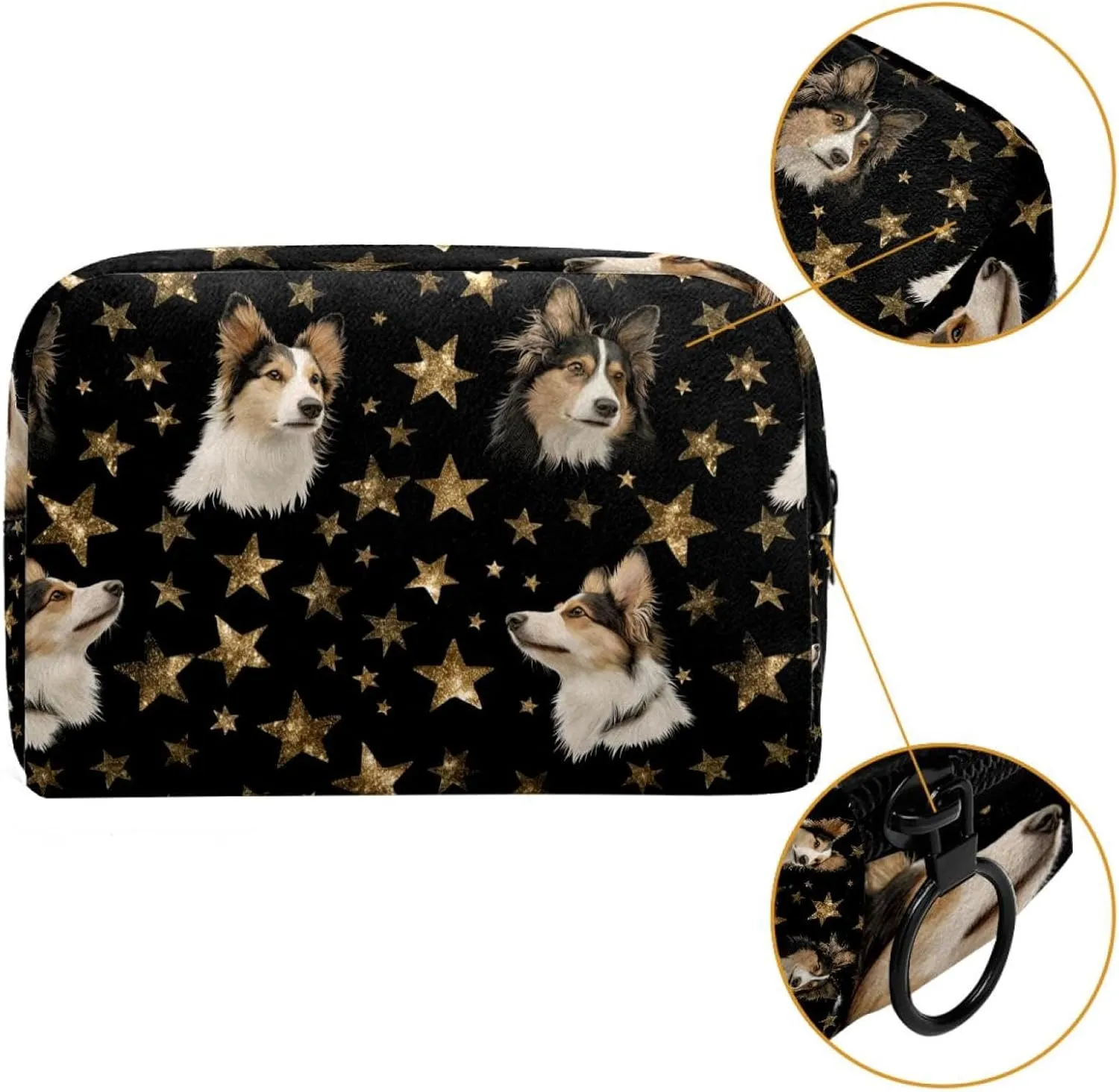 Travel Makeup Bag Cartoon Star Dog Cosmetic Bag Toiletry Bag Portable Pouch For Women 7.3x3x5.1in