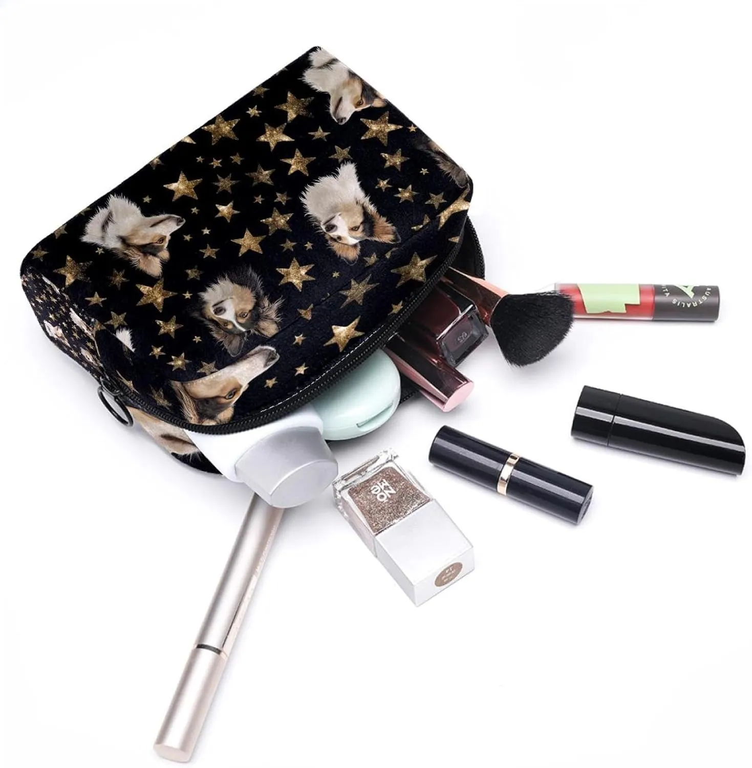 Travel Makeup Bag Cartoon Star Dog Cosmetic Bag Toiletry Bag Portable Pouch For Women 7.3x3x5.1in