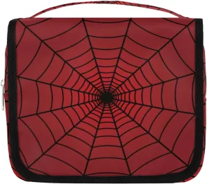 Travel Toiletry Bag for Men Women, Hanging Toiletry Bags Organizer Waterproof Shaving Bag for Travel Size Container,Cosmetic,Accessories,Shampoo (Red Spider Web)