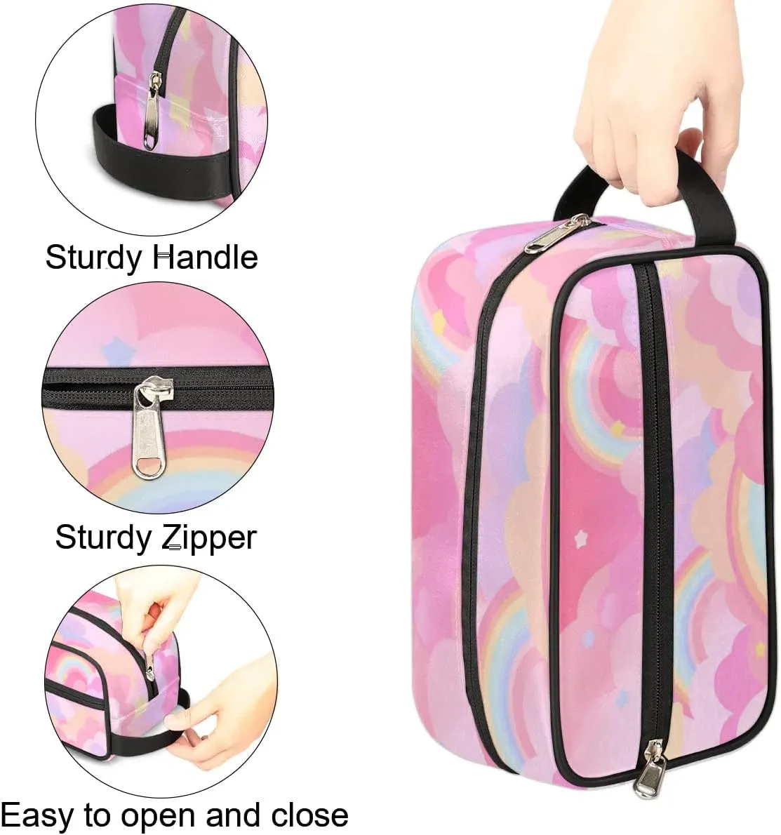 Travel Toiletry Bag for Women Men Rainbow Cloud Star Hanging Cosmetic Bag Waterproof Makeup Bag for Shaving Makeup Toothbrush & Travel Essentials