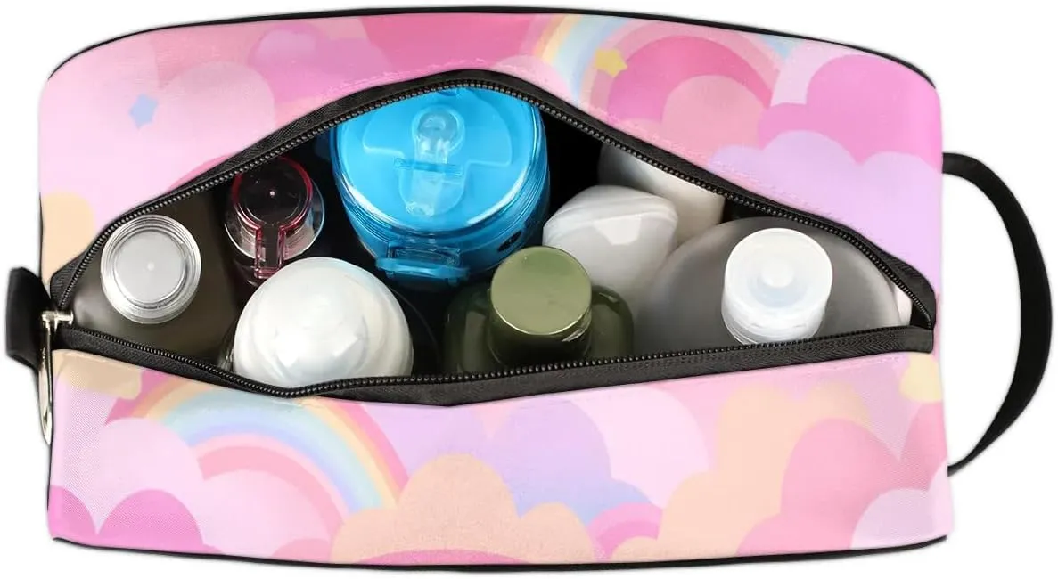 Travel Toiletry Bag for Women Men Rainbow Cloud Star Hanging Cosmetic Bag Waterproof Makeup Bag for Shaving Makeup Toothbrush & Travel Essentials