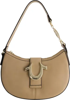 True Religion Women's Shoulder Bag Purse, Crescent Hobo Handbag with Horseshoe Strap
