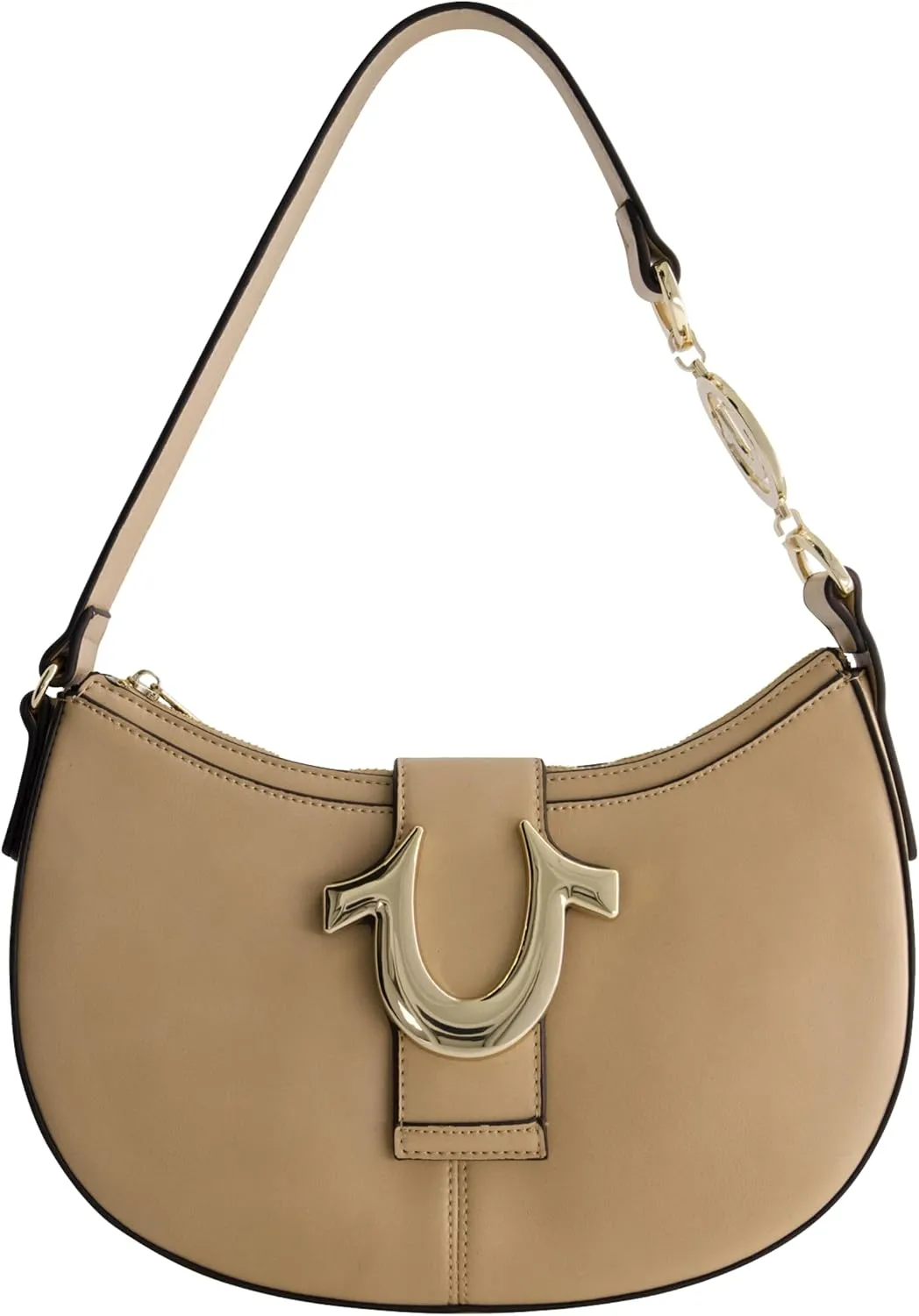 True Religion Women's Shoulder Bag Purse, Crescent Hobo Handbag with Horseshoe Strap