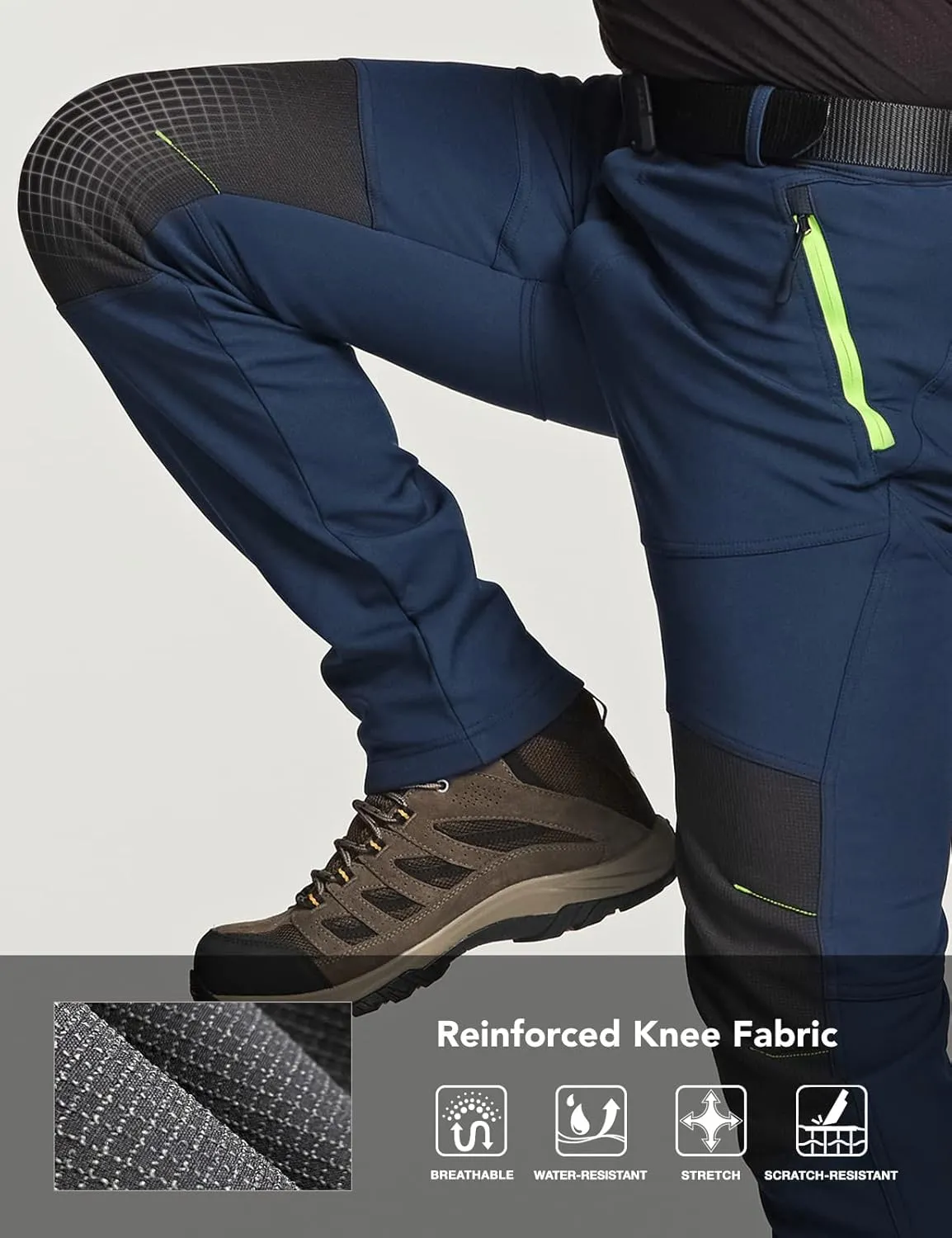 TSLA Men's Snow Ski Snowboard Waterproof Softshell Cargo Pants, Hiking Fleece Lined Bottoms, Outdoor Work Pants