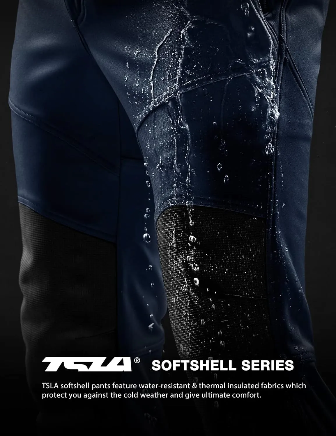 TSLA Men's Snow Ski Snowboard Waterproof Softshell Cargo Pants, Hiking Fleece Lined Bottoms, Outdoor Work Pants