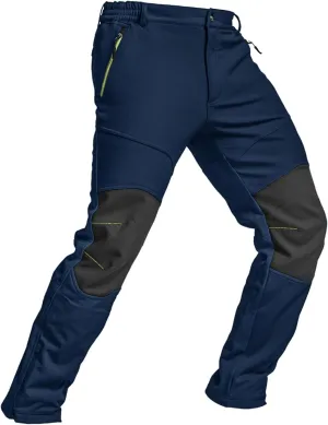TSLA Men's Snow Ski Snowboard Waterproof Softshell Cargo Pants, Hiking Fleece Lined Bottoms, Outdoor Work Pants