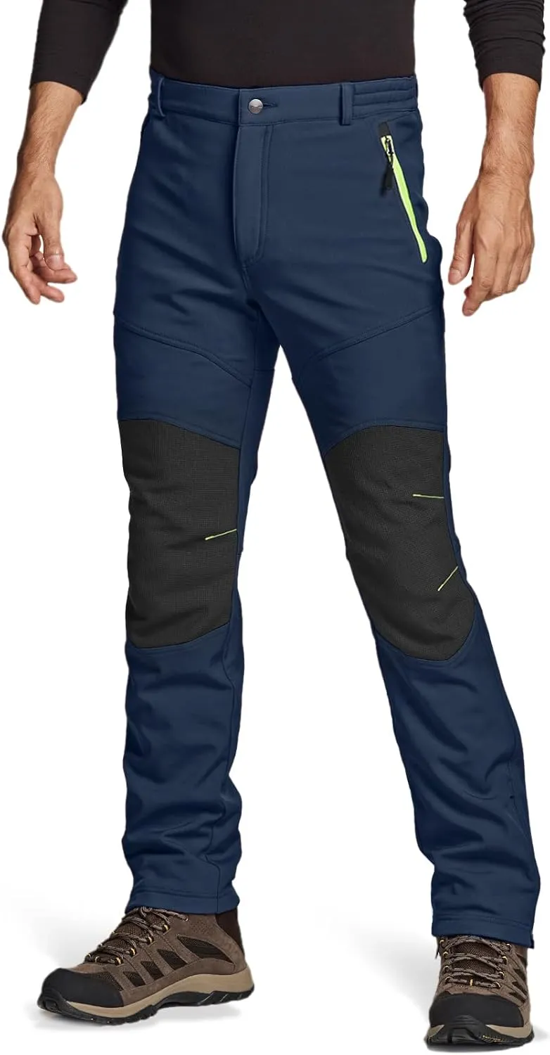 TSLA Men's Snow Ski Snowboard Waterproof Softshell Cargo Pants, Hiking Fleece Lined Bottoms, Outdoor Work Pants