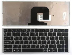 UK Layout Silver Frame Black Replacement Laptop Keyboard Compatible with Sony Vaio VPCYB2L1R/S