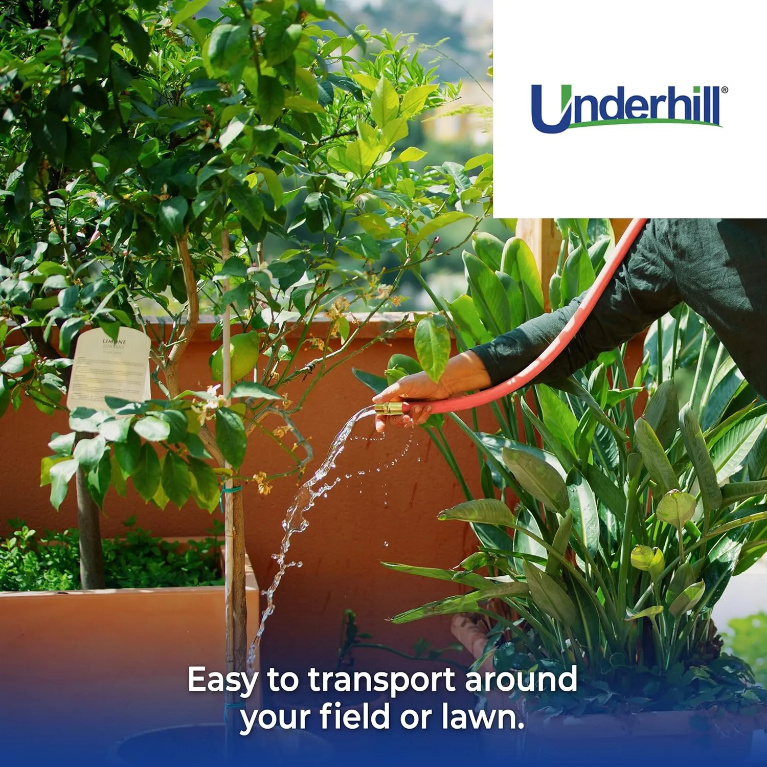 Underhill UltraMax Commercial Garden Water Hose, Heavy-Duty, Rubber, Flexible, Anti-Kink, 200 psi WP, 800 psi BP, H75-125R, ¾ Inch x 125 ft GHT, Red