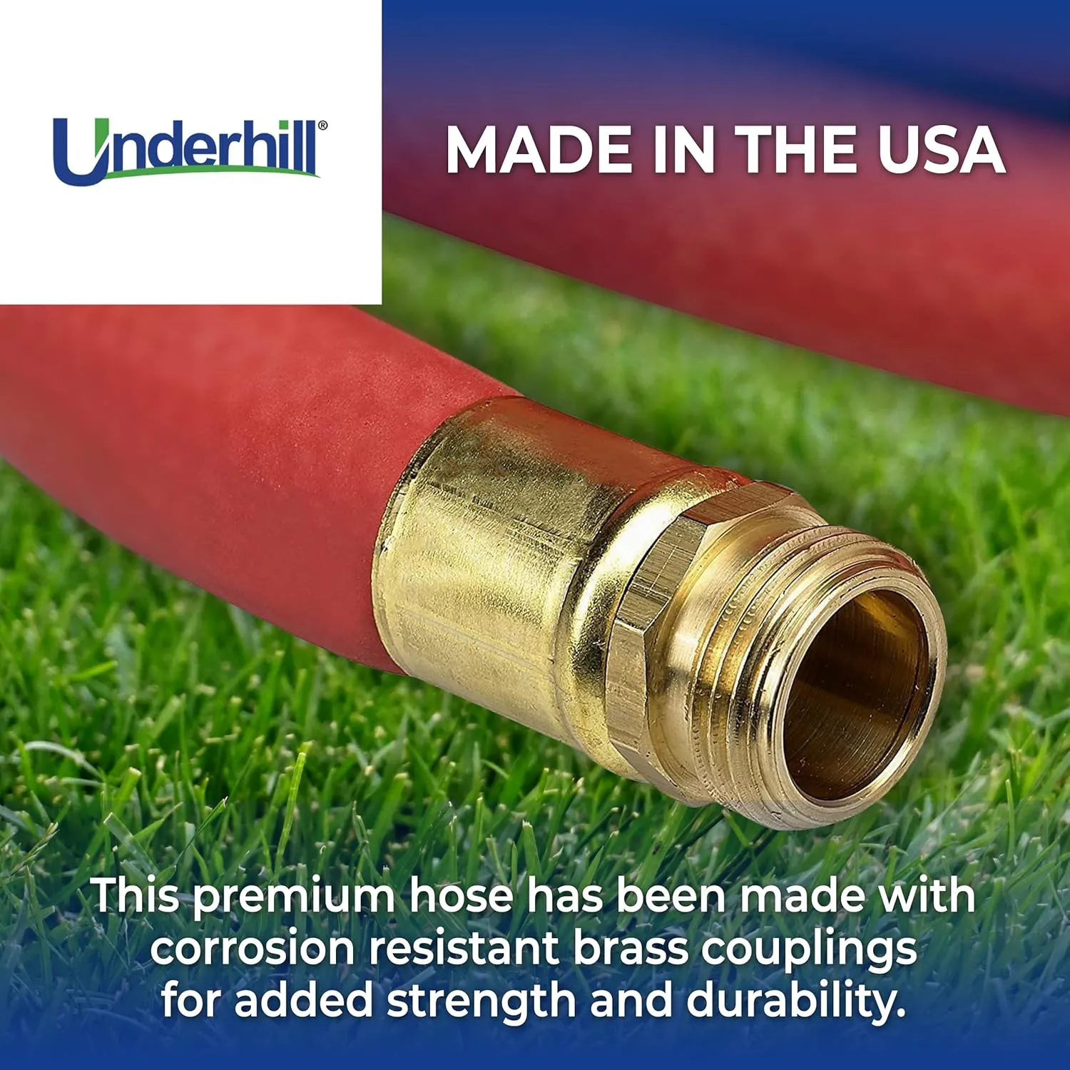 Underhill UltraMax Commercial Garden Water Hose, Heavy-Duty, Rubber, Flexible, Anti-Kink, 200 psi WP, 800 psi BP, H75-125R, ¾ Inch x 125 ft GHT, Red