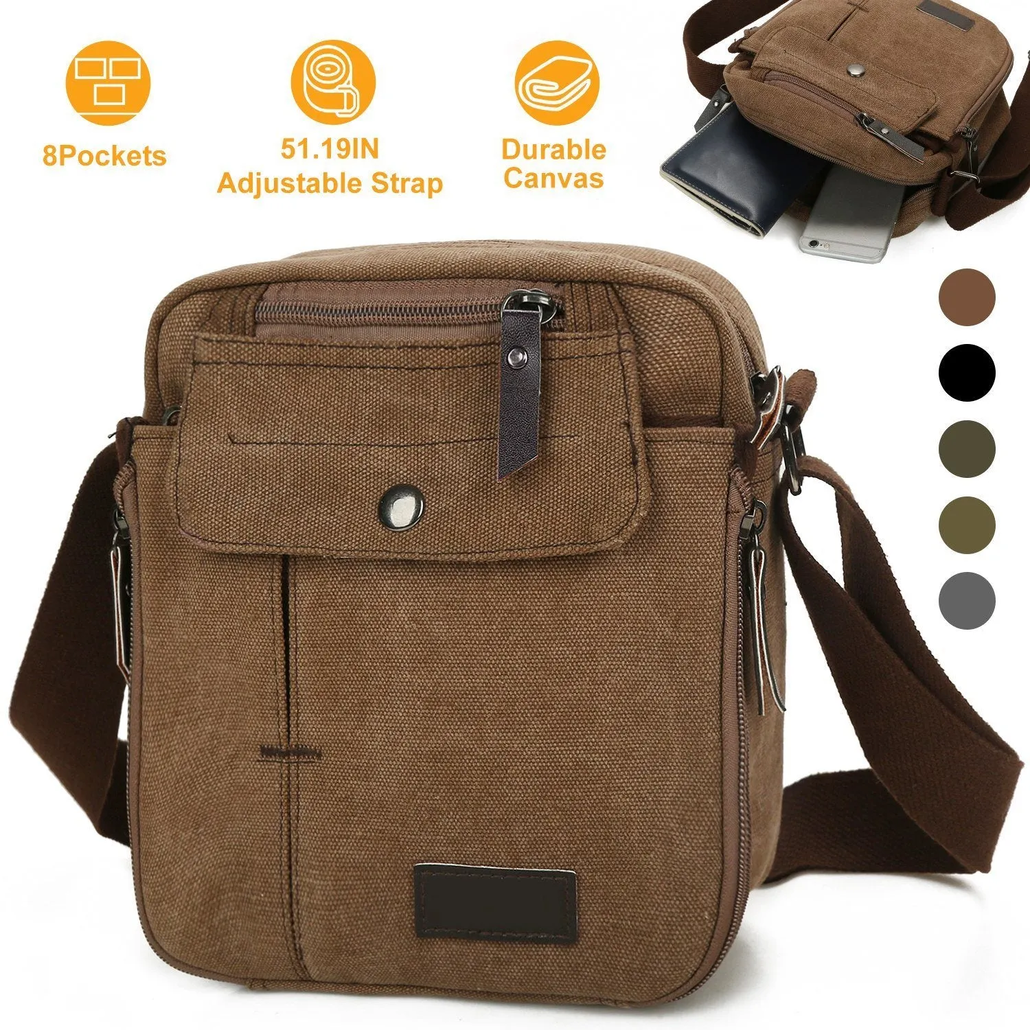 Unisex Crossbody Bags Canvas