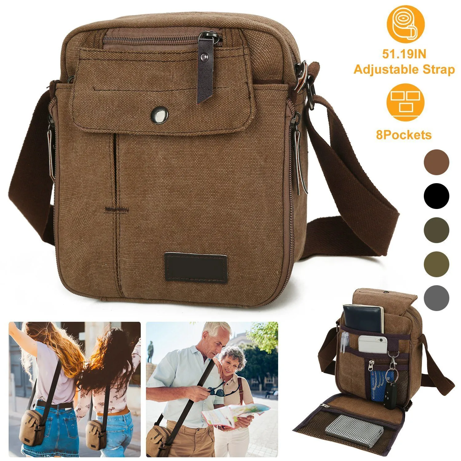 Unisex Crossbody Bags Canvas