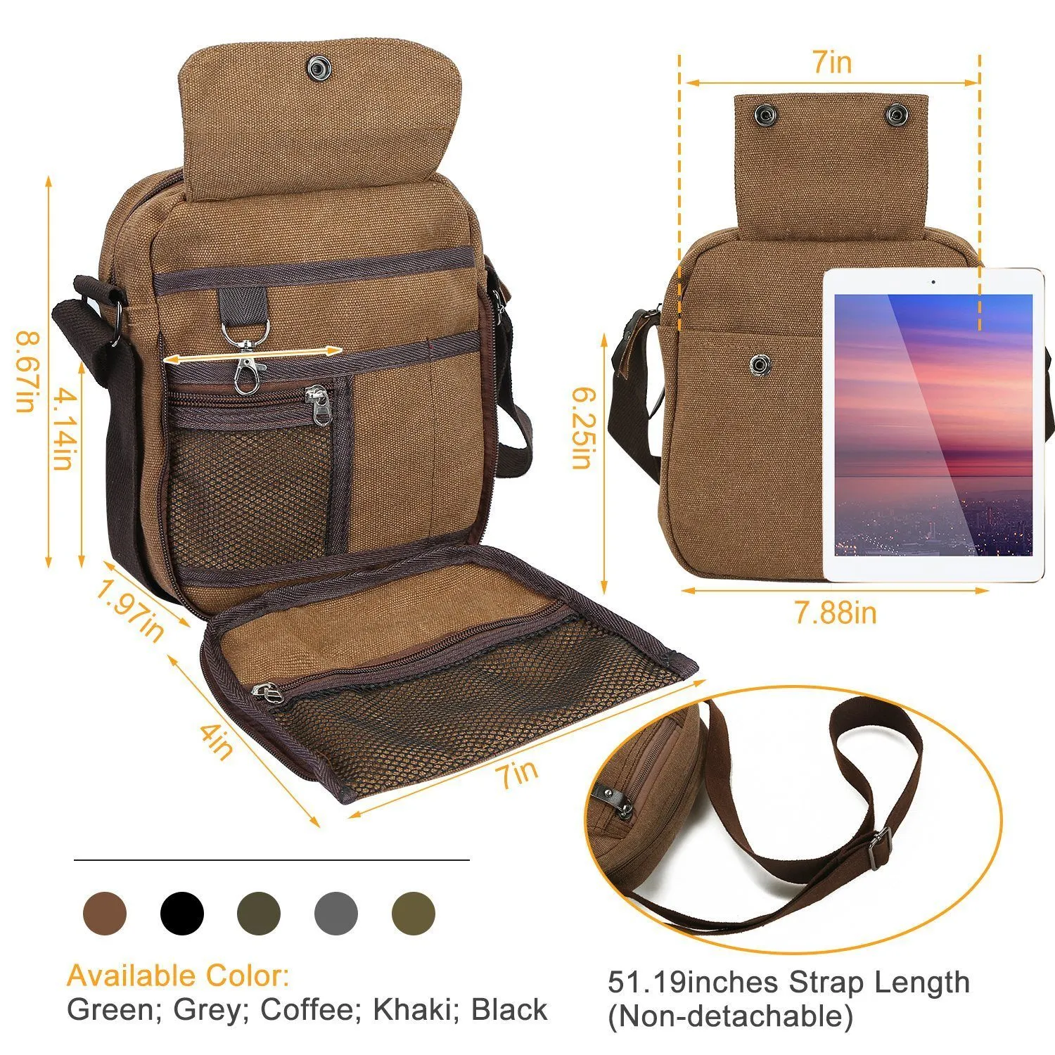 Unisex Crossbody Bags Canvas