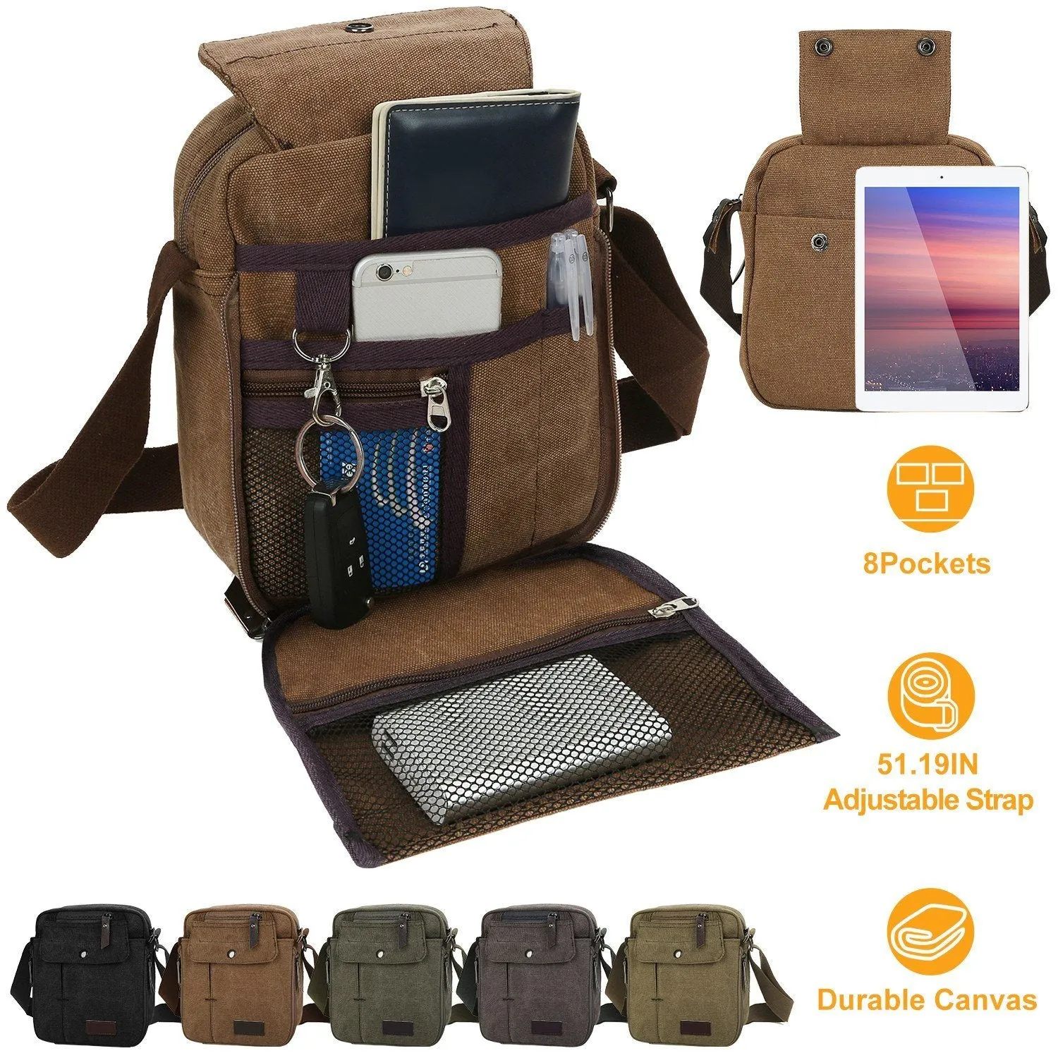 Unisex Crossbody Bags Canvas