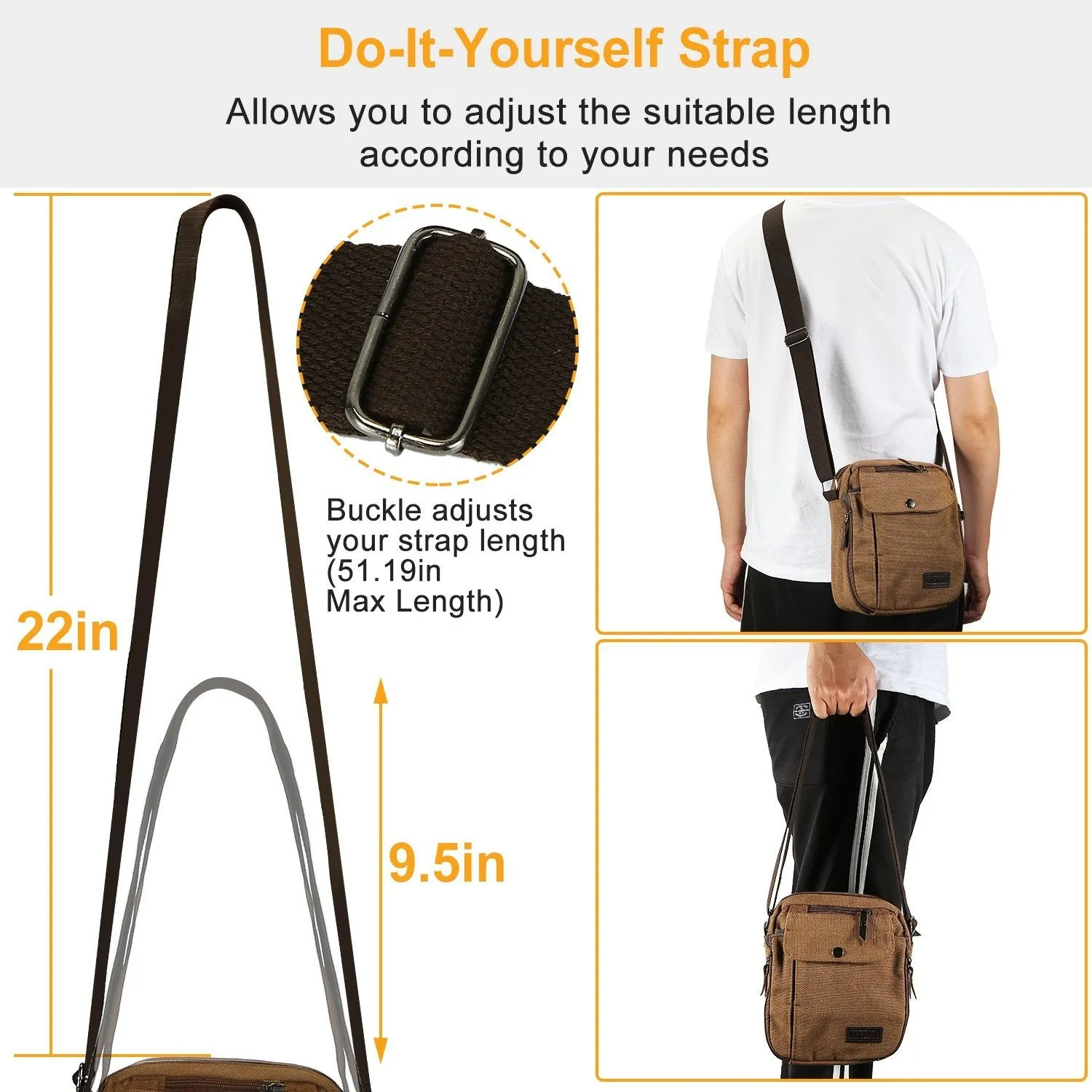 Unisex Crossbody Bags Canvas