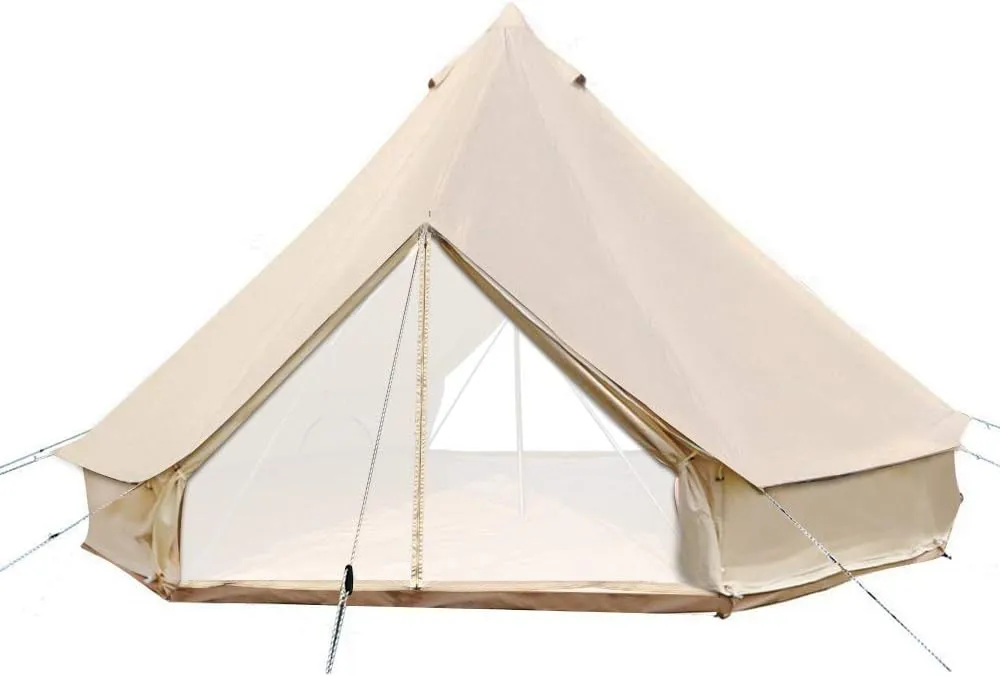 UNISTRENGH 4-Season Luxury 2 Doors Family Cotton Waterproof Bell Tents for Glamping Parties (13.1ft 16.4ft 19.7ft Dia. Size Options)