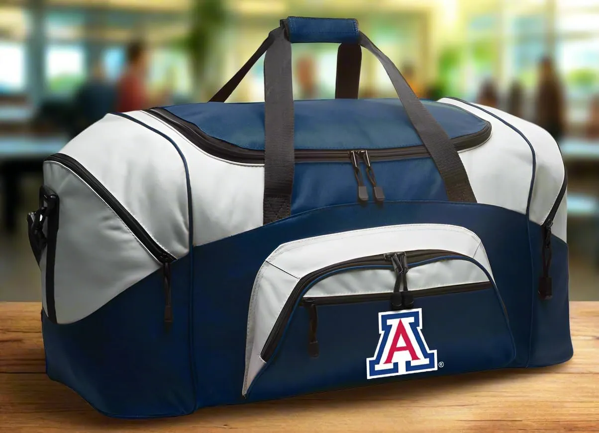 University of Arizona Duffel Bag LARGE Arizona Wildcats Suitcase or Gym Bag for Men Ladies Him or Her! (Arizona Wildcats Logo, Navy)