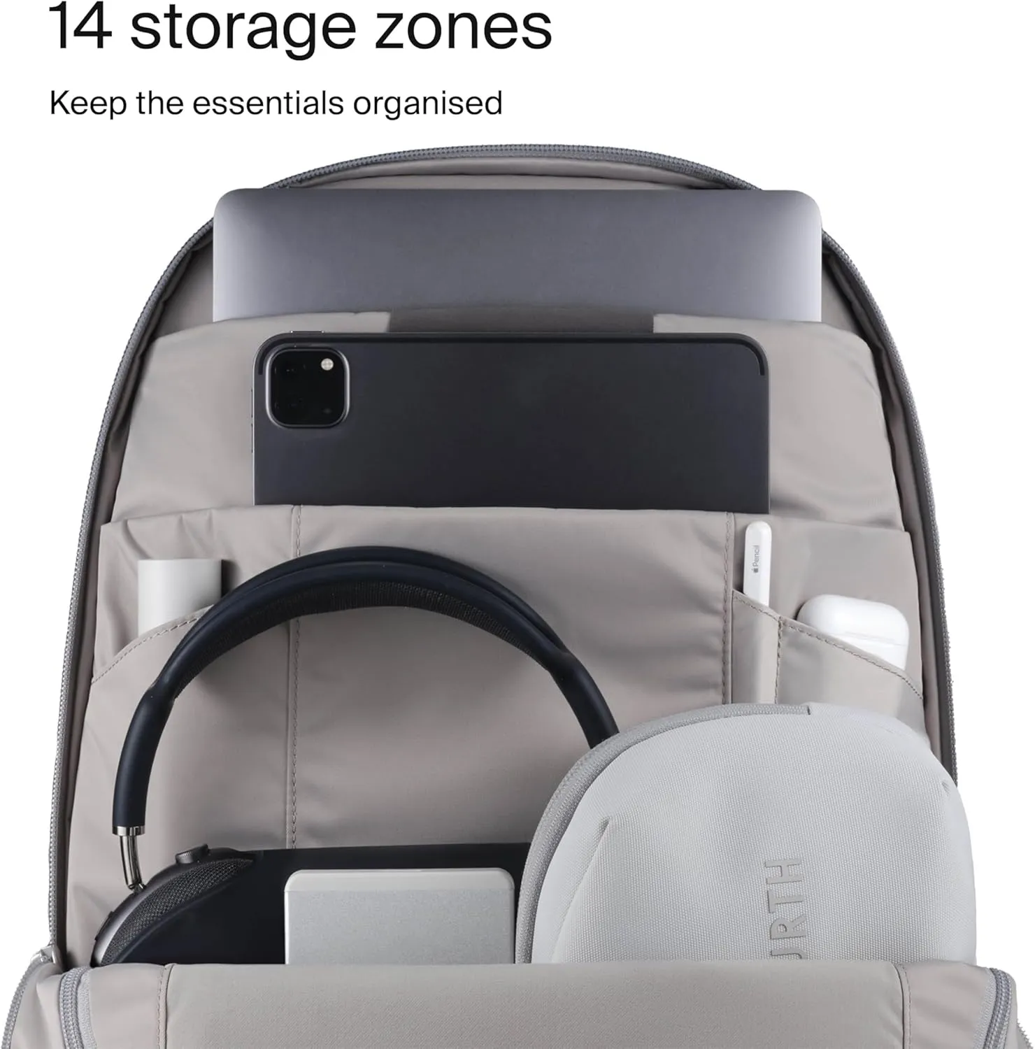 Urth Arkose 20L Modular Camera & Laptop Backpack - Water Resistant, Anti-Theft, Recycled Bag for DSLR, 13-16 Inch Laptop in Ash Grey