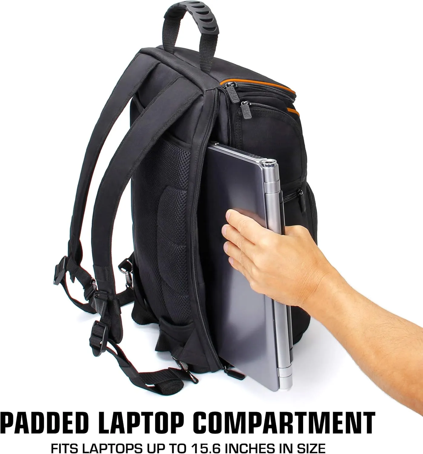 USA Gear Camera Backpack for Photographers DSLR/SLR/Mirrorless Photography Camera Bag with Laptop Compartment, Waterproof Rain Cover & Tripod Holder, Compatible with Canon/Nikon/Sony (Orange)