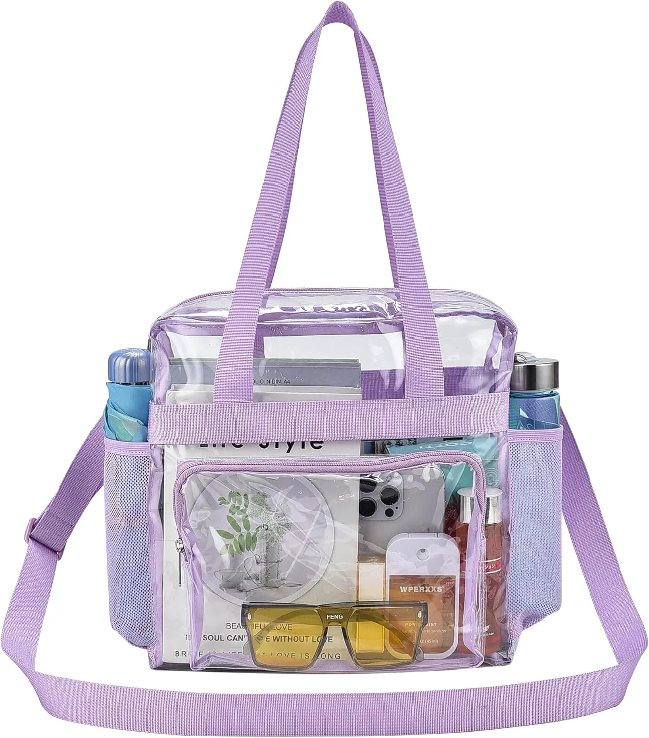 USPECLARE Clear Tote Stadium Approved, Security Travel & Gym Clear Bag for Work Sports Games Concerts