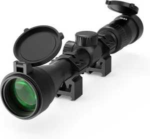 UUQ VibeShield Rifle Scope with Mil-dot Reticle - Shockproof SFP Optics for Hunting and Airsoft, Fit Large Caliber & High Recoil Guns, FMC Green Lens, 1-Inch Tube, Includes 20mm Mounts