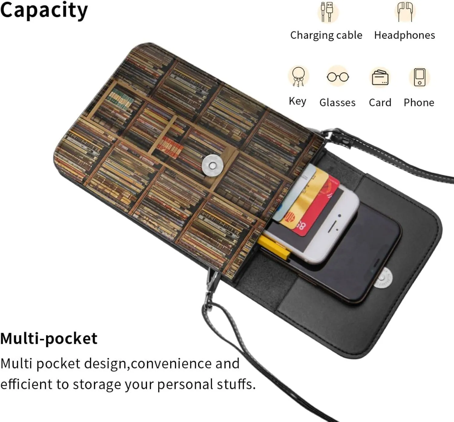 Vampire Teeth Lips Cell Phone Purse Small Crossbody Bags For Women Men Wallet Purses With Adjustable Strap
