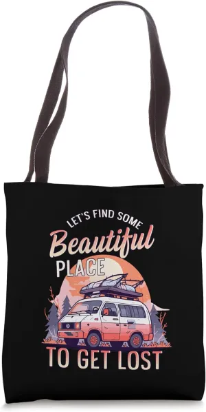 Van Camper Rooftop Camping Hiking Nature Outdoor Adventure Tote Bag