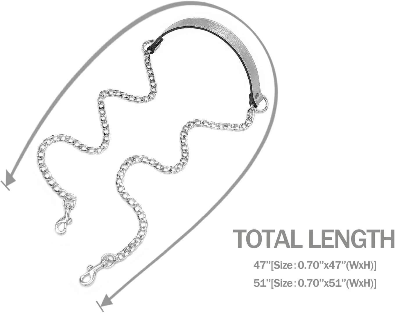 VanEnjoy Replacement Chain & Genuine Leather Shoulder Strap (Silver-Silver Metal)