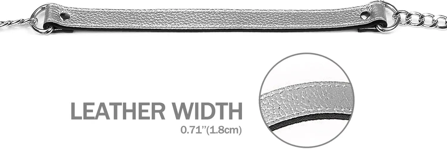 VanEnjoy Replacement Chain & Genuine Leather Shoulder Strap (Silver-Silver Metal)