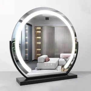 Vanity Mirror With Lights, Round LED Makeup Mirror, Large Makeup Mirror With Lights, High Definition Lighted Up Mirror For Bedroom, Touch Control 3 Color Dimmable, 360° Rotation, Gold ( Color : Black