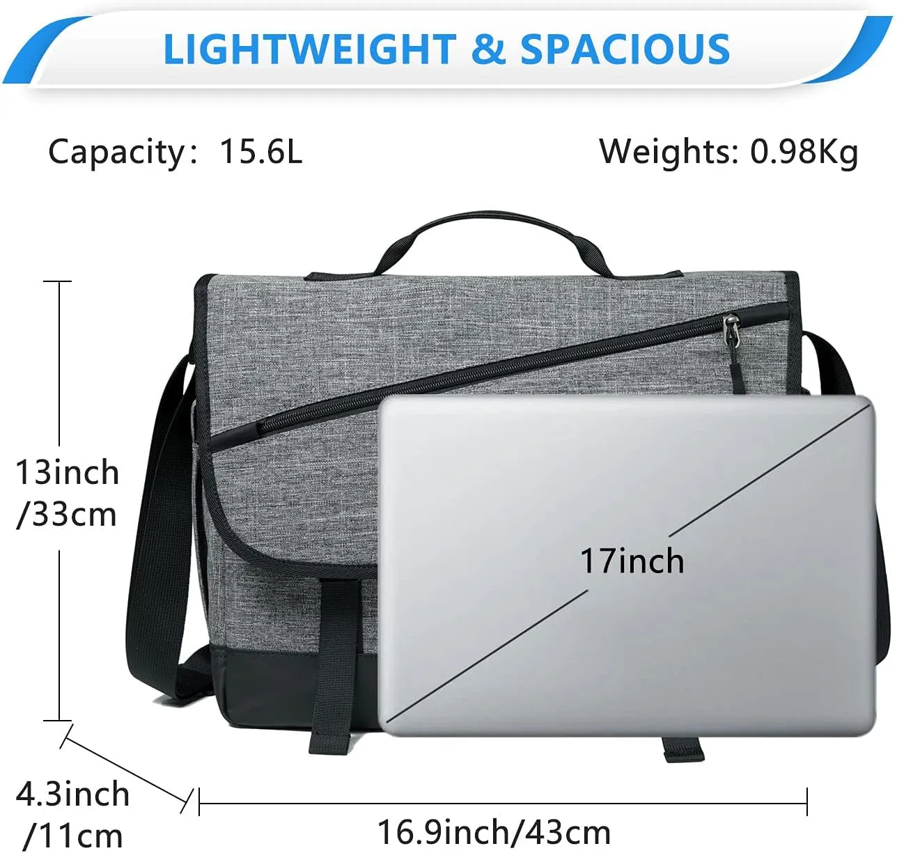 VASCHY Messenger Bag for Men, Fashion Laptop Satchel Crossbody Shoulder Side Bag for Men and Women for Work,Business