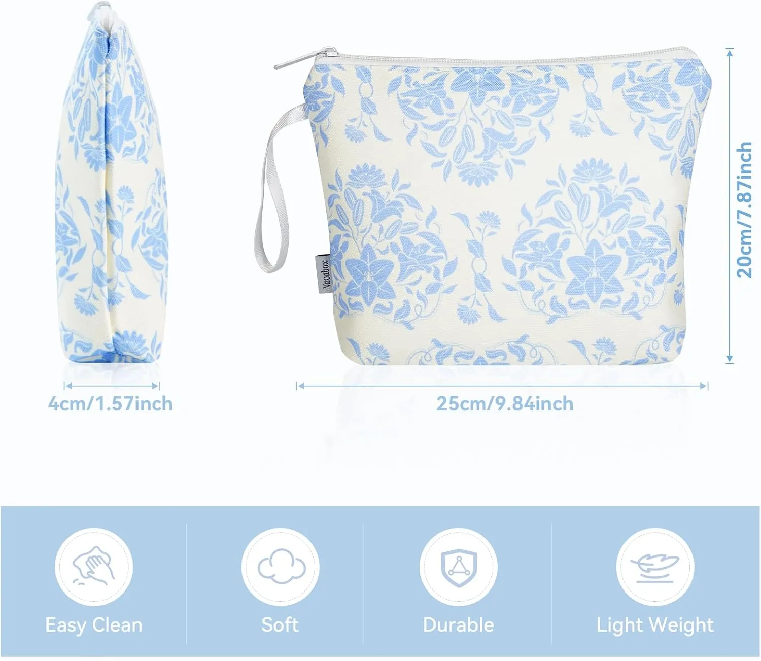 Vavabox Personalized Makeup Bag, Birthday Gifts for Women Girl Cosmetic Bag, Travel Makeup Pouch (Cream Lily)