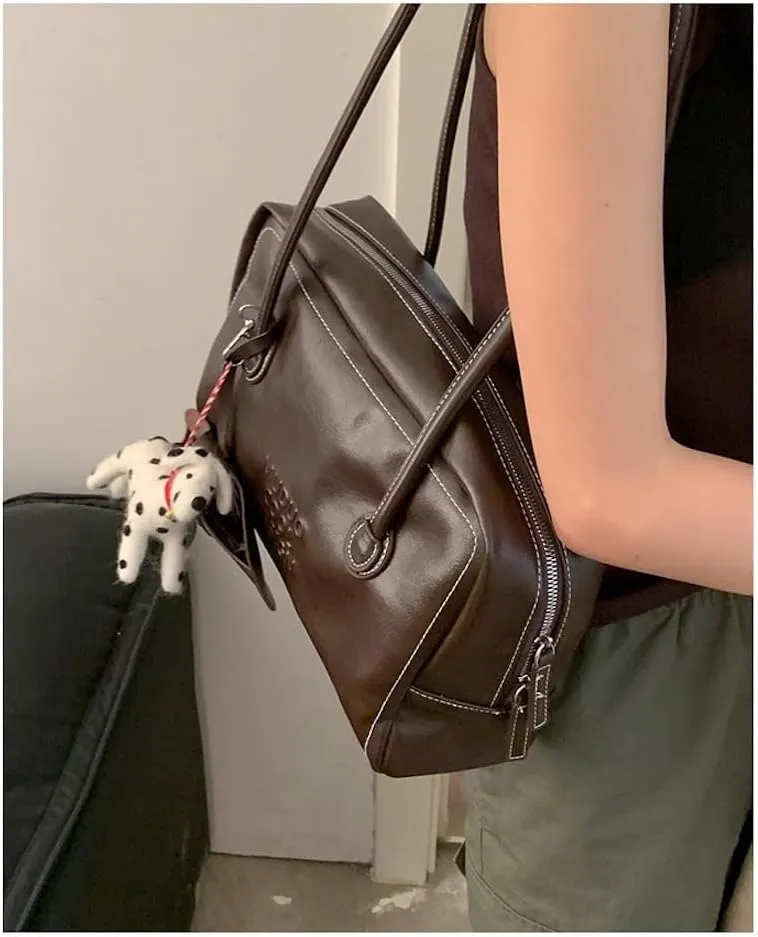 Vegan Leather Tote Bag for Women Vintage Briefcase Bag Leather Shoulder Bags Handbag Work Travel Essentials